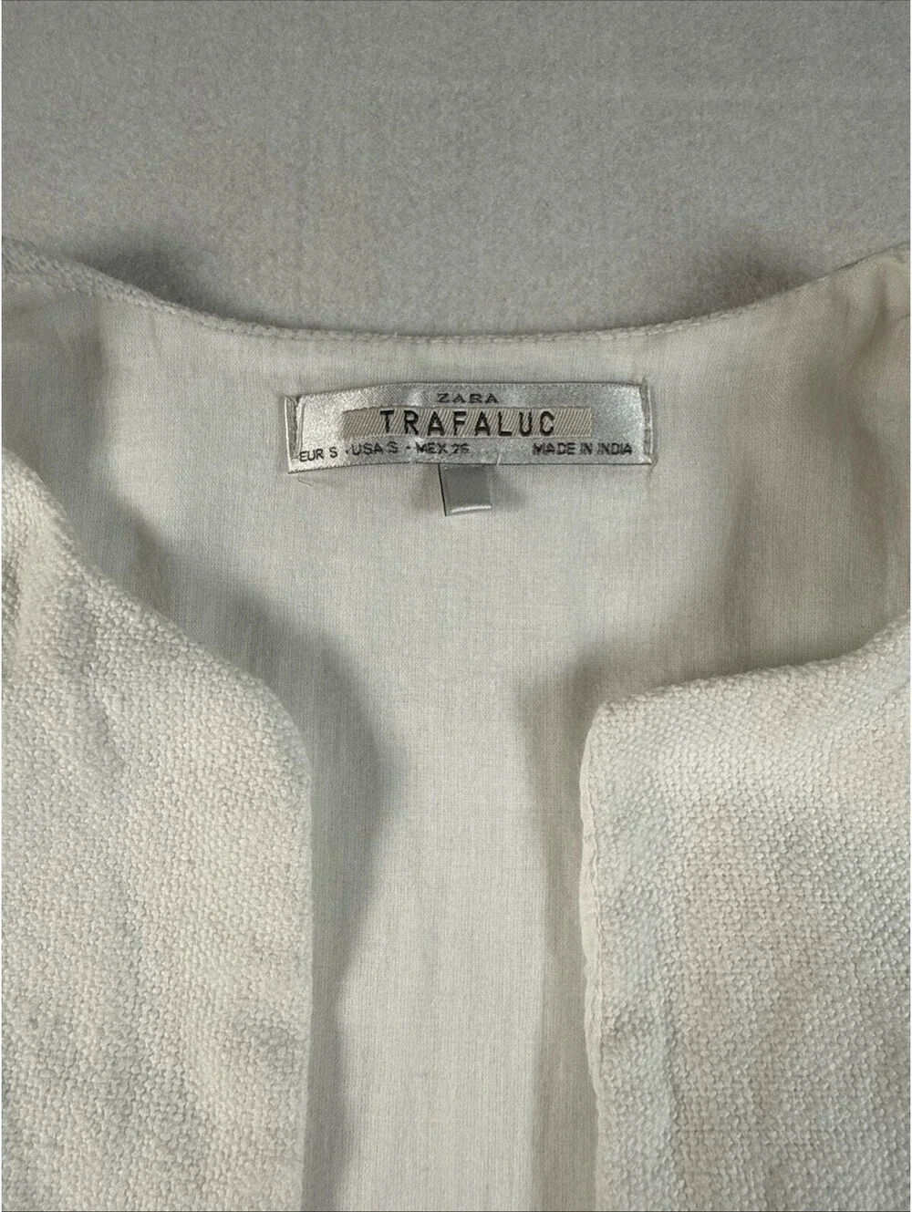 Zara Aztec Embroidered Fringe Jacket in Optic White Sz M Pre Owned